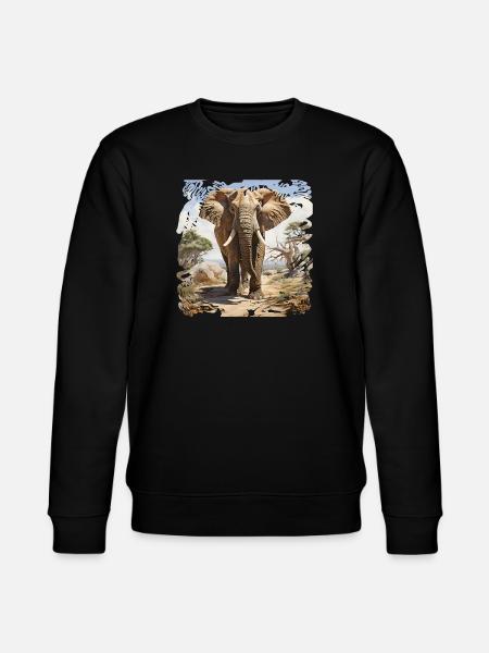 Savannen Elefant im Aquarellstil - Stanley/Stella Unisex Bio-Sweatshirt CHANGER - Schwarz