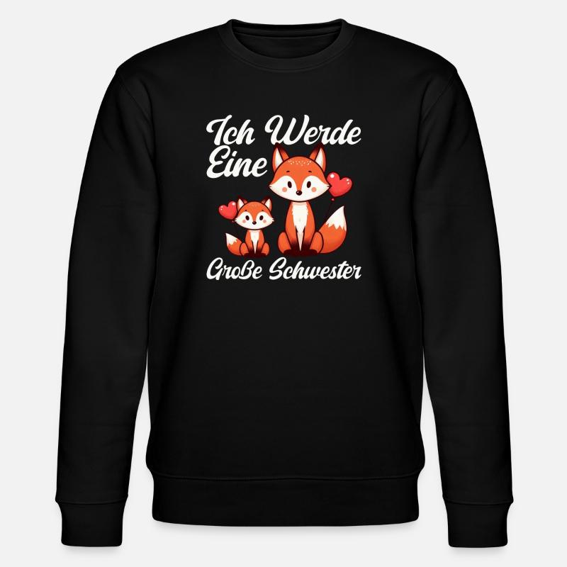 Big Sister Fox Lover Sibling - Stanley/Stella CHANGER Unisex Organic Sweatshirt - black