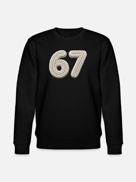 67 Memes – Knitted Number in Beige - Stanley/Stella CHANGER Unisex Organic Sweatshirt - black