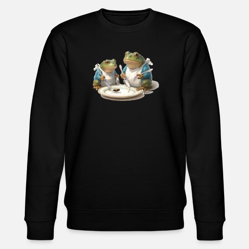 Frog Dinner: Fly on a Plate - Stanley/Stella CHANGER Unisex Organic Sweatshirt - black