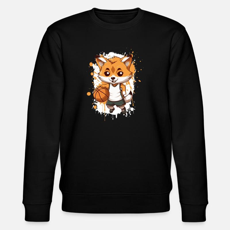 Basketball Fox Comic - Stanley/Stella CHANGER Unisex Organic Sweatshirt - black