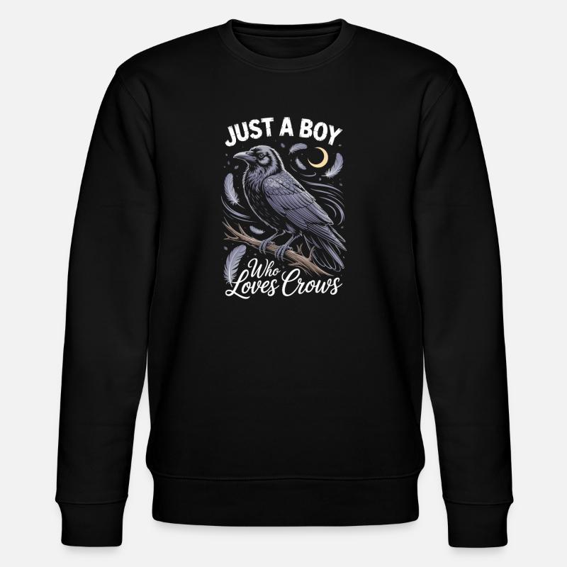 Just a boy who loves crows - Stanley/Stella Unisex Bio-Sweatshirt CHANGER  - Schwarz