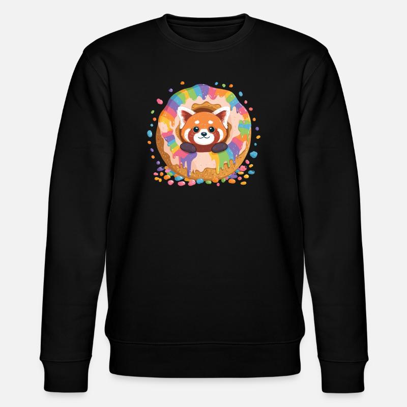 Donut Panda Regenbogen - Stanley/Stella Unisex Bio-Sweatshirt CHANGER  - Schwarz