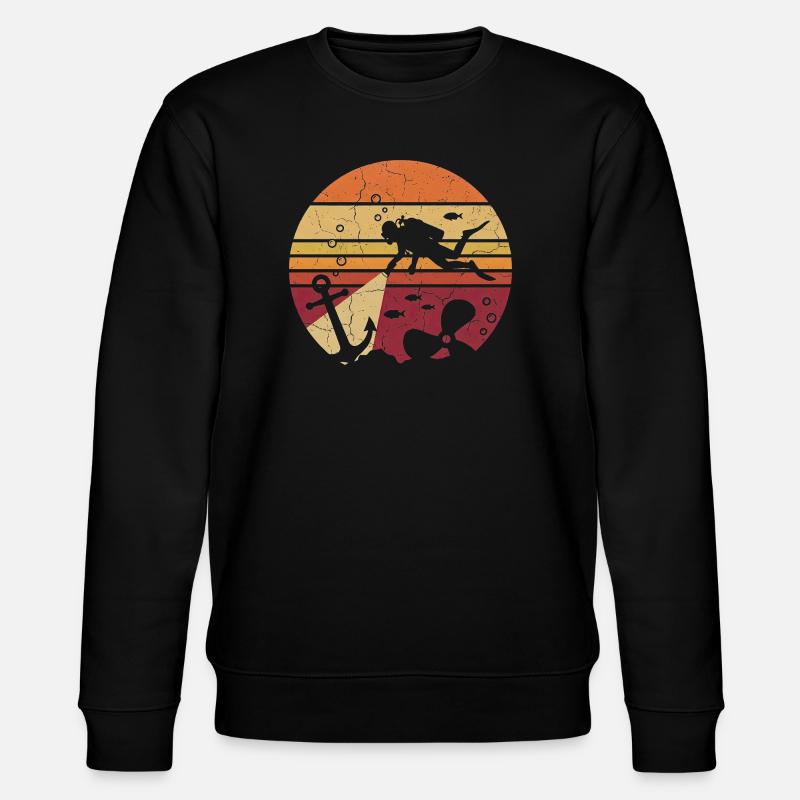 Diver Retro Sunset - Ancre & Naufrage - Sweat bio CHANGER Stanley/Stella Unisexe - noir