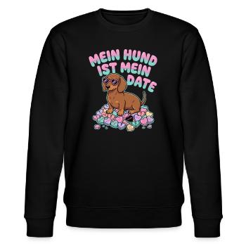 Mein Hund Ist Mein Date Funny German Valentine - Stanley/Stella Unisex Bio-Sweatshirt CHANGER  - Schwarz - Vorne - Nik (191cm) & Marisol (170cm)