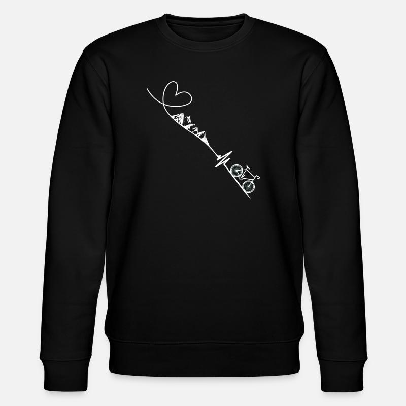 Fahrrad Berge Heartbeat - Stanley/Stella Unisex Bio-Sweatshirt CHANGER - Schwarz