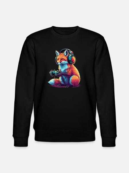 Fuchs Spiele Tier Videospiele Lustiger Fuchs - Stanley/Stella Unisex Bio-Sweatshirt CHANGER - Schwarz