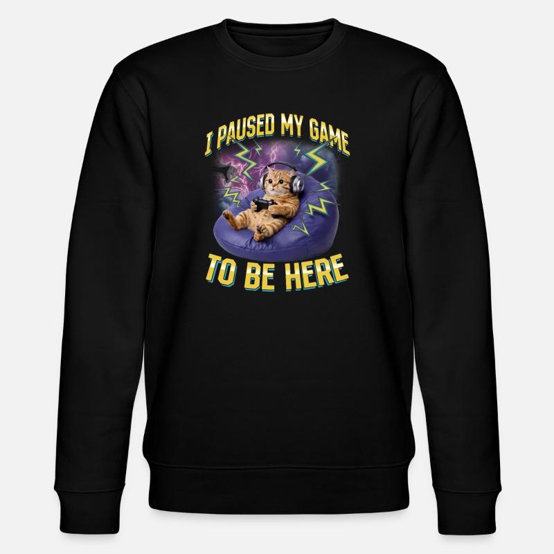 Funny Gaming Gamer Cat - Stanley/Stella Unisex Bio-Sweatshirt CHANGER - Schwarz