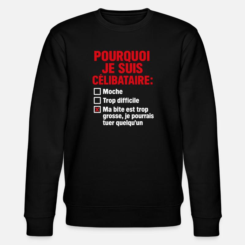Célibataire Raison Trop Grosse Humour - Sweat bio CHANGER Stanley/Stella Unisexe - noir