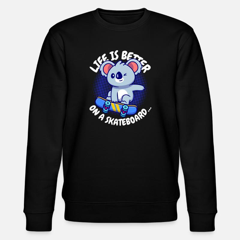 Koala Skateboard Joie de vivre - Stanley/Stella CHANGER Unisex Organic Sweatshirt - black