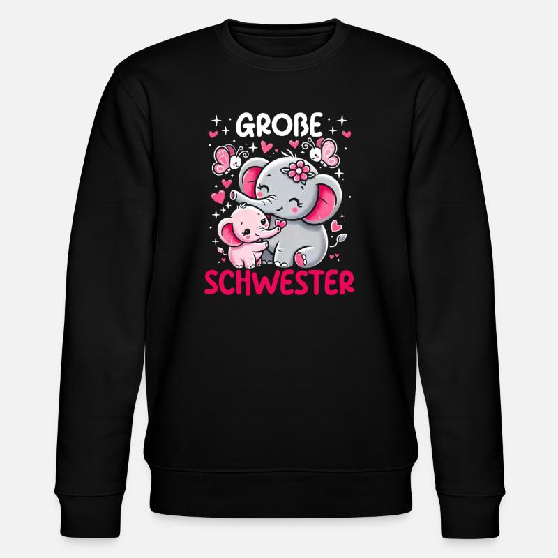 Big Sister Elephants Older Sibling - Stanley/Stella CHANGER Unisex Organic Sweatshirt - black