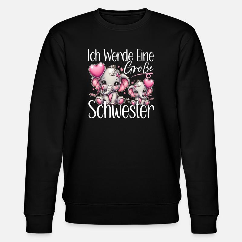 Große Schwester Elefanten Älteres Geschwisterkind - Stanley/Stella Unisex Bio-Sweatshirt CHANGER  - Schwarz