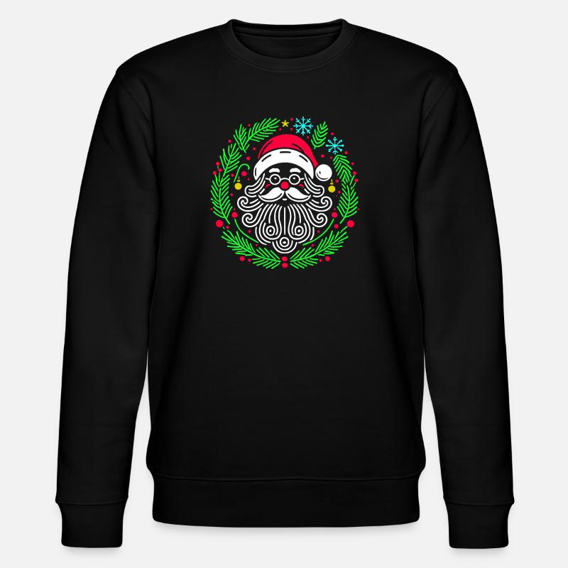 Christmas Circular Santa with Branches - Stanley/Stella CHANGER Unisex Organic Sweatshirt - black