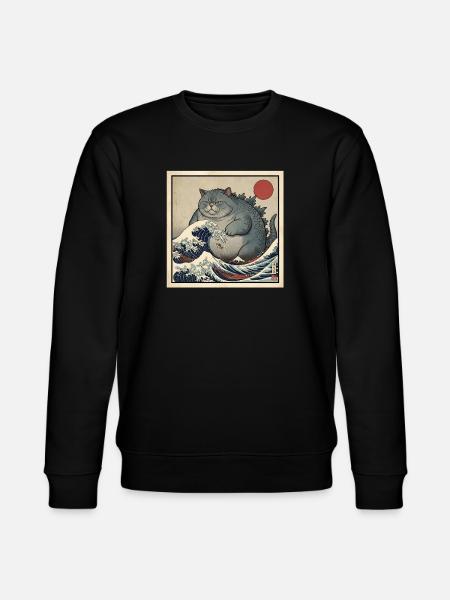 Kaiju-kattemonster i det japanske bølgehav - Stanley/Stella økologisk unisex-sweatshirt CHANGER  - sort
