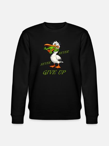Stork - Never Give Up Frog - Stanley/Stella CHANGER Unisex Organic Sweatshirt - black