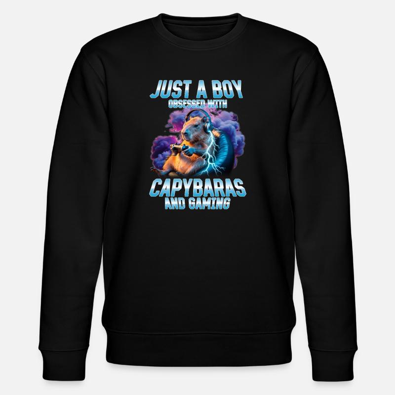 Funny Gaming Gamer Capybara - Stanley/Stella Unisex Bio-Sweatshirt CHANGER - Schwarz