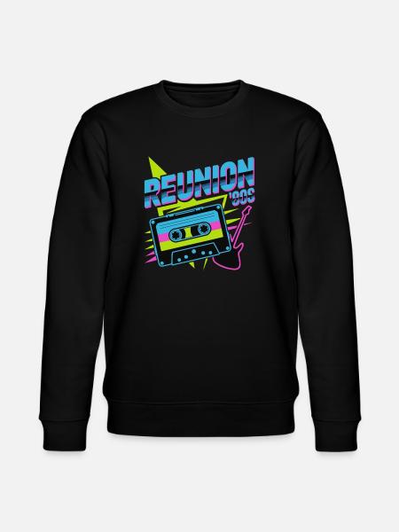Retro Reunion ’80s Neon Cassette - Stanley/Stella CHANGER Unisex Organic Sweatshirt - black