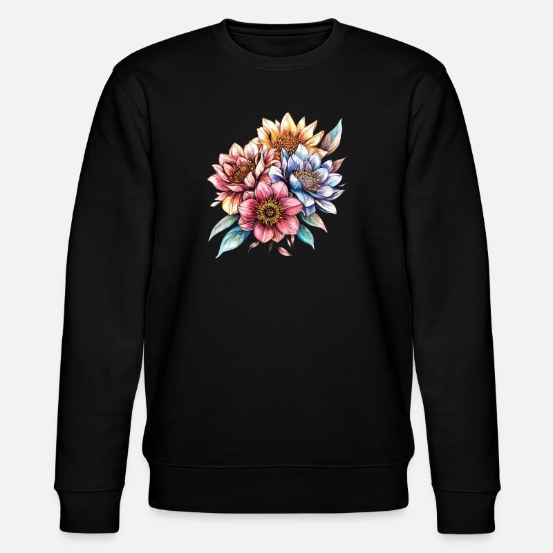 Bouquet de fleurs aquarellées - Sweat bio CHANGER Stanley/Stella Unisexe - noir