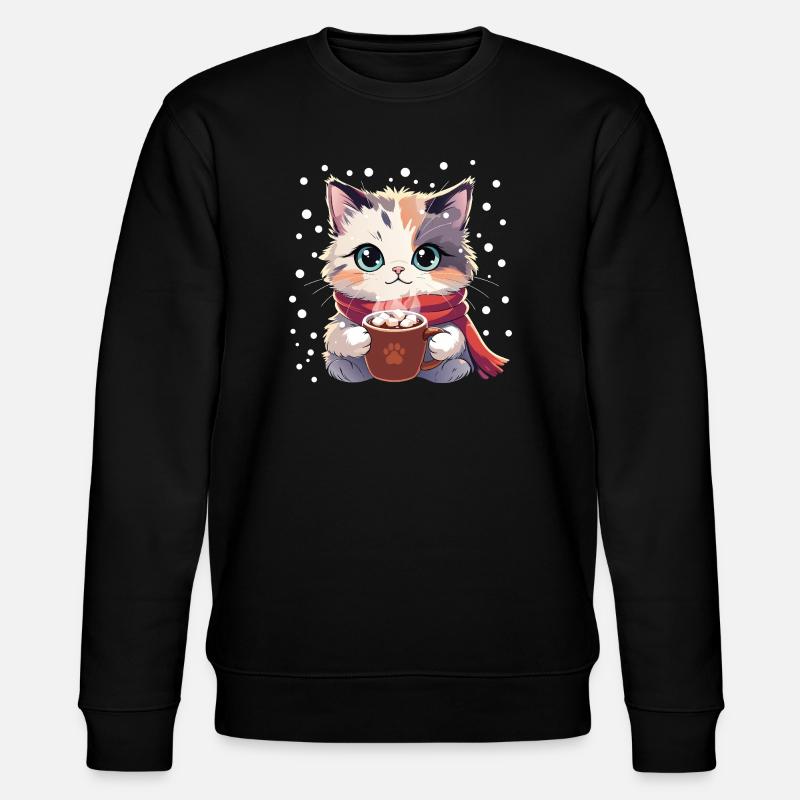 Wintergemütliches Kätzchen - Stanley/Stella Unisex Bio-Sweatshirt CHANGER  - Schwarz