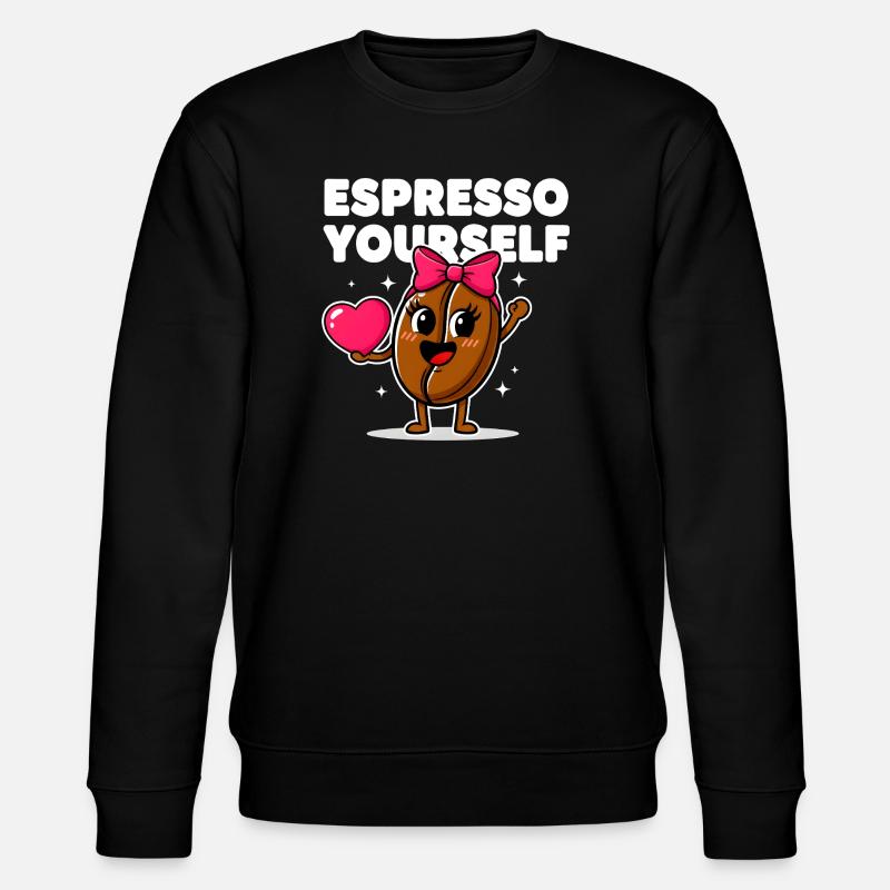 Espresso Yourself Cute Coffee Bean - Stanley/Stella CHANGER Unisex Organic Sweatshirt - black