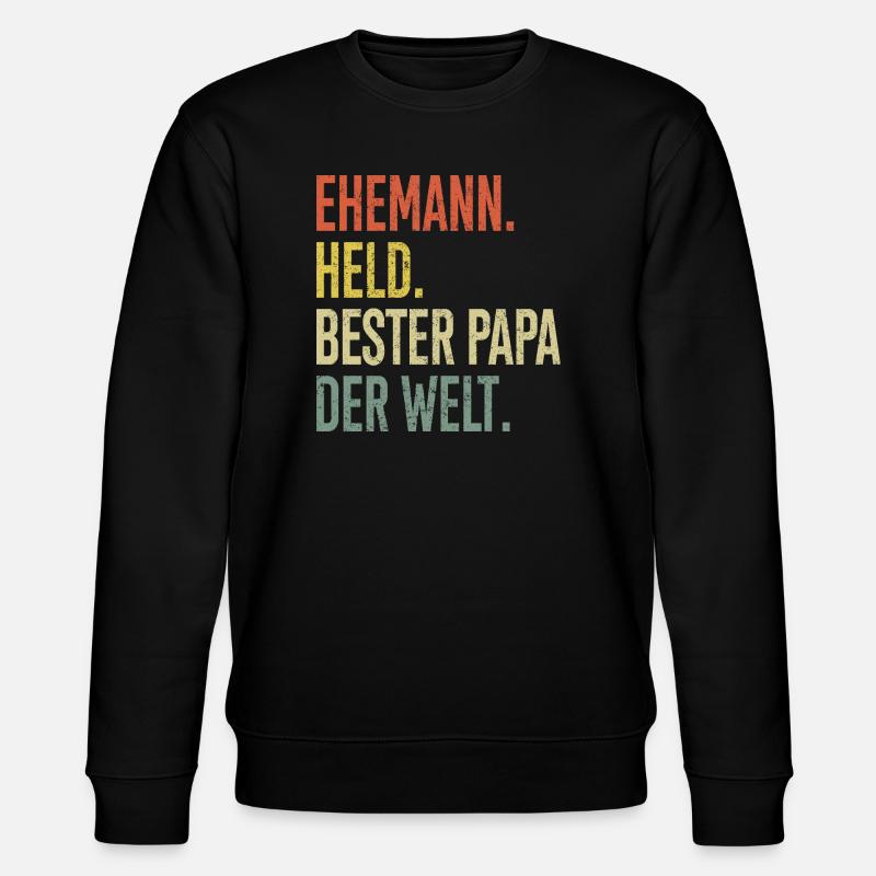 Held Papa Bester Ehemann - Stanley/Stella Unisex Bio-Sweatshirt CHANGER  - Schwarz