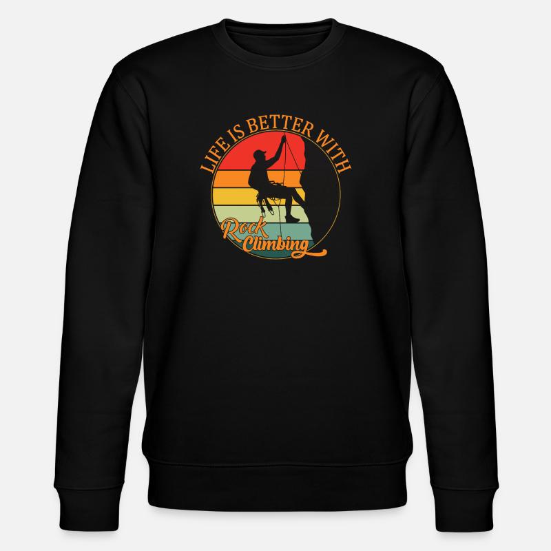 Life is Better with Rock Climbing - Stanley/Stella CHANGER Unisex Organic Sweatshirt - black