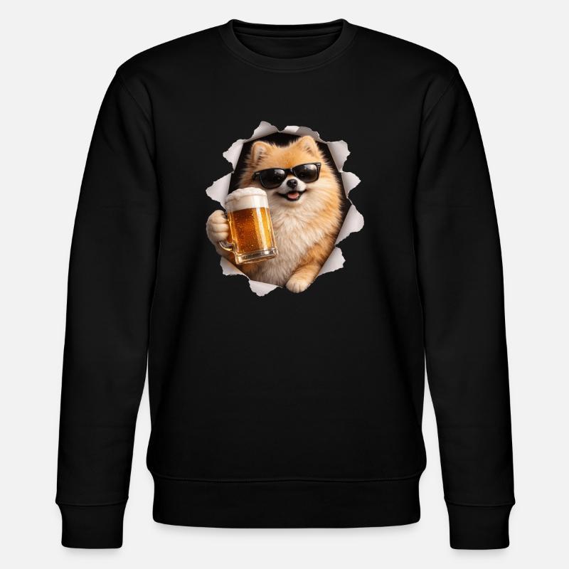 Zwergspitz Bier - Stanley/Stella Unisex Bio-Sweatshirt CHANGER  - Schwarz