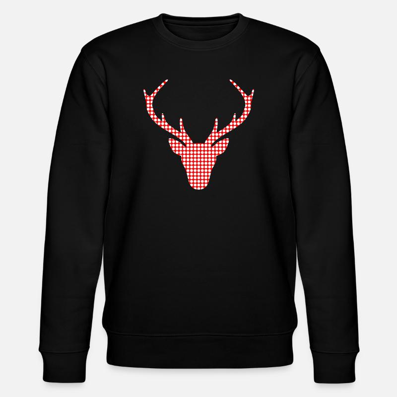 Roter Hirsch im Punktemuster - Stanley/Stella Unisex Bio-Sweatshirt CHANGER  - Schwarz