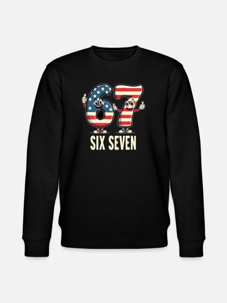US Flag 67 Memes Six Seven - Stanley/Stella CHANGER Unisex Organic Sweatshirt - black