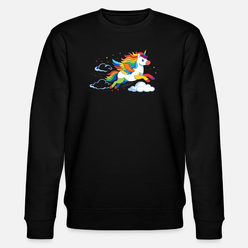 Fliegendes Regenbogen Einhorn – Magisches Motiv - Stanley/Stella Unisex Bio-Sweatshirt CHANGER  - Schwarz