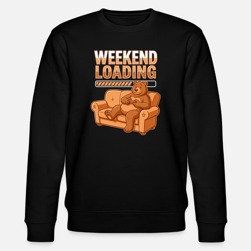Wochenend-Ladezustand: Bär auf Sofa - Stanley/Stella Unisex Bio-Sweatshirt CHANGER  - Schwarz