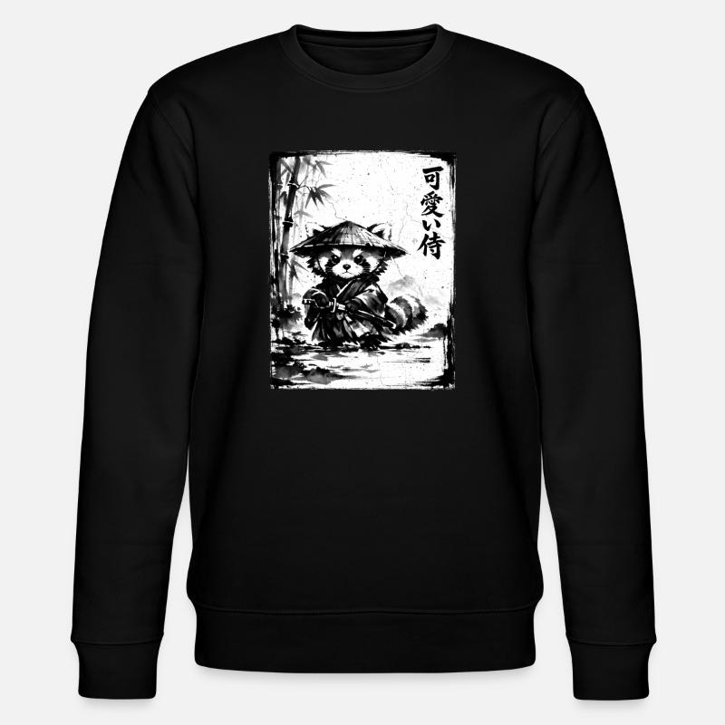 Samurai Roter Panda Sumi-e Tuschezeichnung - Stanley/Stella Unisex Bio-Sweatshirt CHANGER  - Schwarz