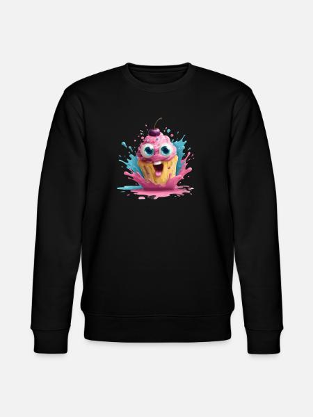 Kunterbunter Cupcake mit Gesicht - Stanley/Stella Unisex Bio-Sweatshirt CHANGER  - Schwarz