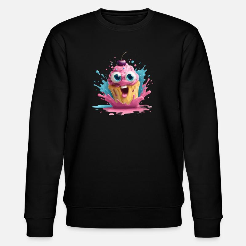 Kunterbunter Cupcake mit Gesicht - Stanley/Stella Unisex Bio-Sweatshirt CHANGER  - Schwarz