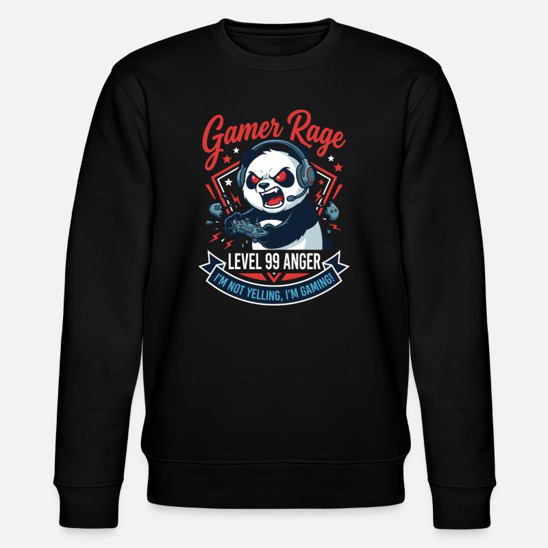 Gamer Panda Level 99 Rage - Stanley/Stella Unisex Bio-Sweatshirt CHANGER  - Schwarz