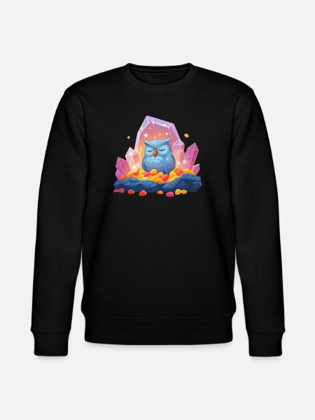 Meditating Owl Crystal Cave - Stanley/Stella CHANGER Unisex Organic Sweatshirt - black