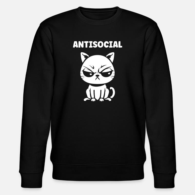 Chat antisocial noir blanc - Sweat bio CHANGER Stanley/Stella Unisexe - noir