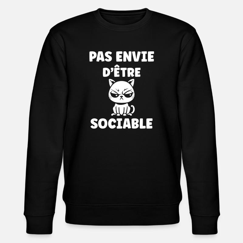 Nicht gesellig sein wollen — Katze - Stanley/Stella Unisex Bio-Sweatshirt CHANGER  - Schwarz