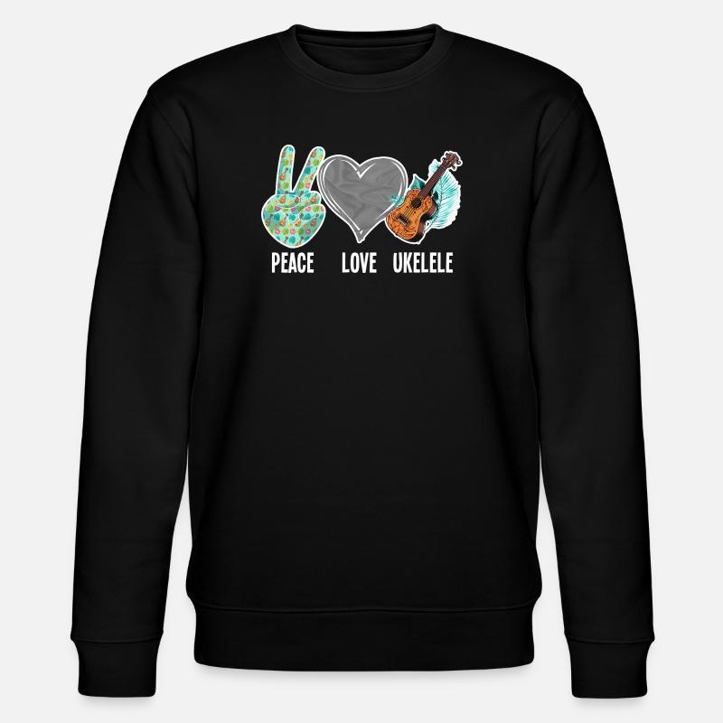 Hawaiian Ukulele Uke Peace Love - Stanley/Stella Unisex Bio-Sweatshirt CHANGER  - Schwarz