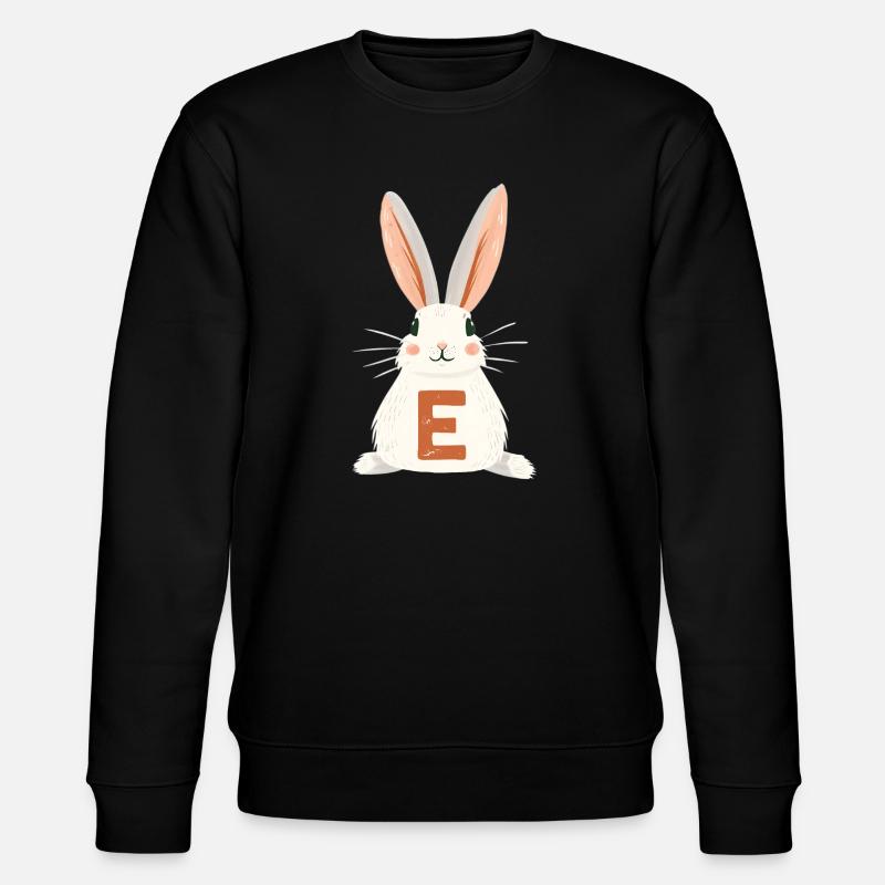 Lettre E - Lapin - Personnalisable - Sweat bio CHANGER Stanley/Stella Unisexe - noir