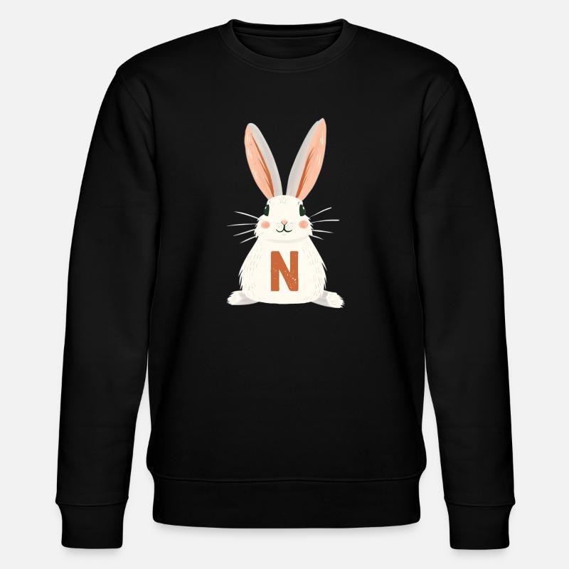 N -Buchstabe - Hase - Personalisierbar - Stanley/Stella Unisex Bio-Sweatshirt CHANGER  - Schwarz
