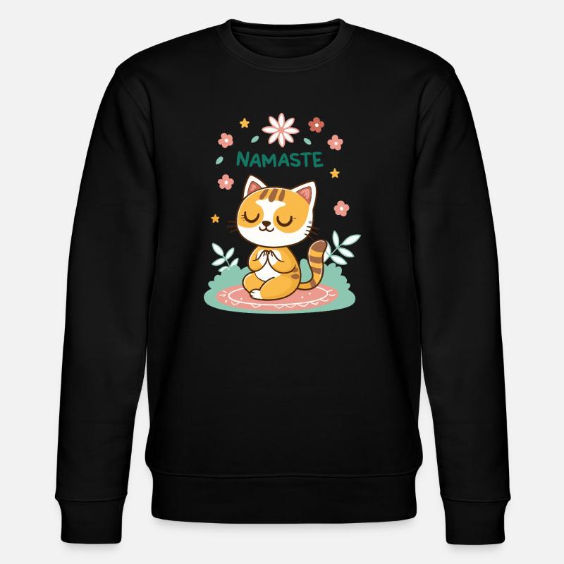 Chat Namaste Zen Fleurs Nature - Sweat bio CHANGER Stanley/Stella Unisexe - noir