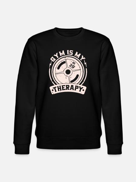 Gym is my therapy – weight plate - Stanley/Stella CHANGER Unisex Organic Sweatshirt - black