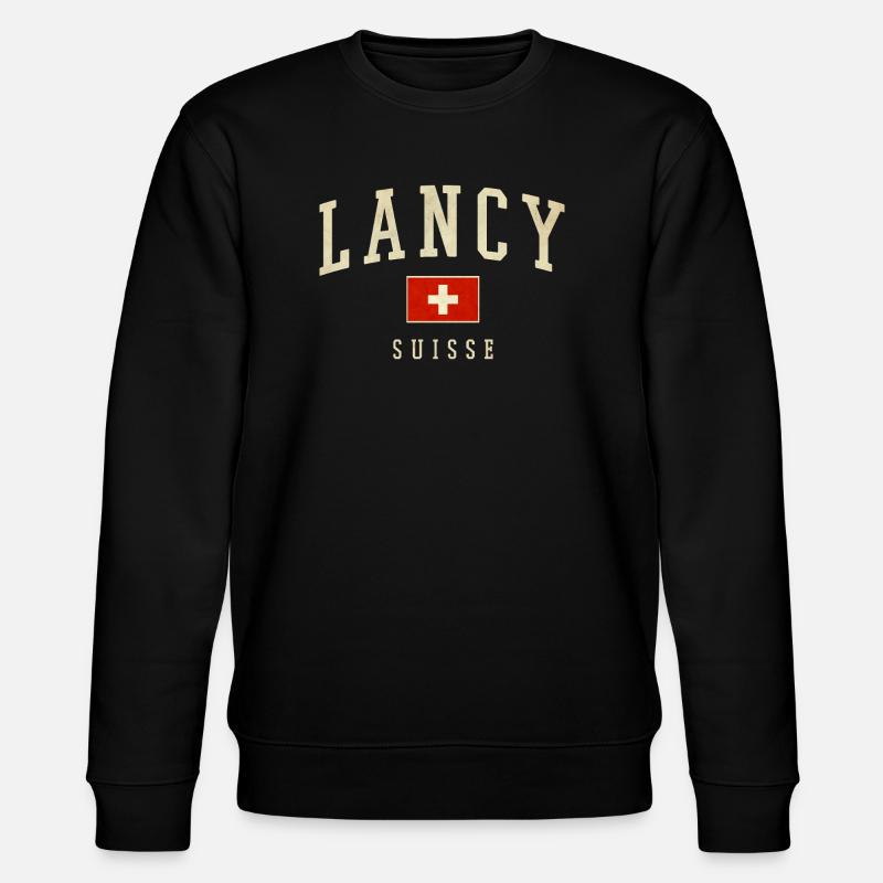 Lancy Suisse – Städteflair mit Flagge - Stanley/Stella Unisex Bio-Sweatshirt CHANGER  - Schwarz