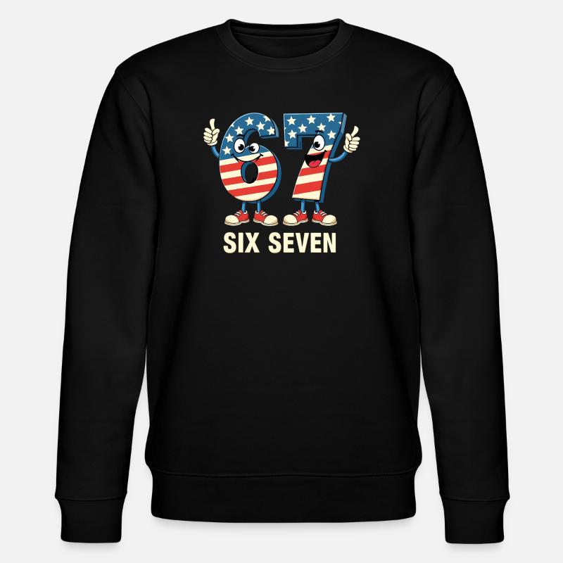 US Flag 67 Memes Six Seven - Stanley/Stella Unisex Bio-Sweatshirt CHANGER  - Schwarz