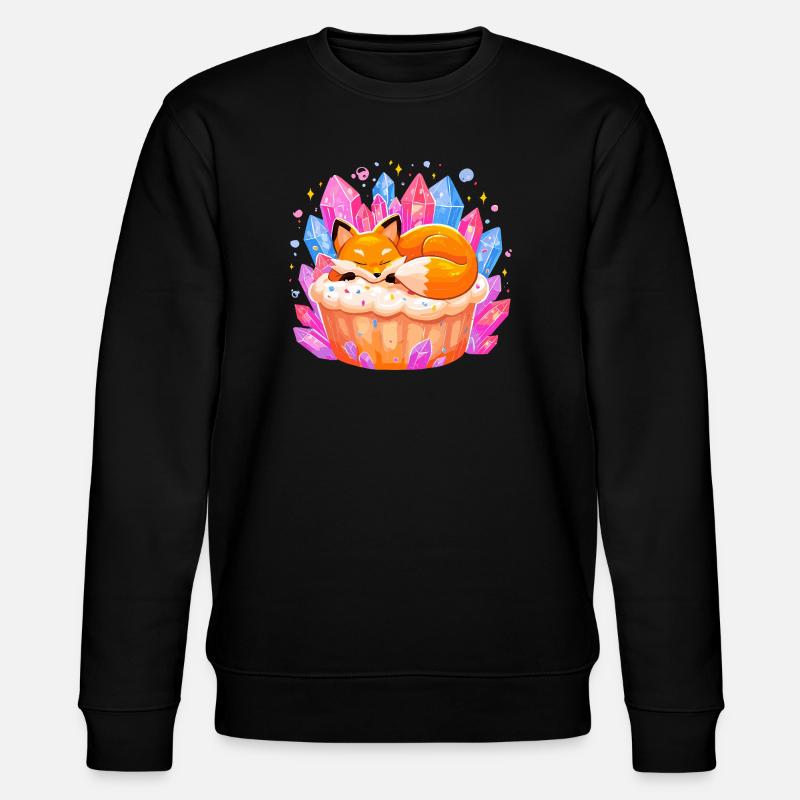 Sleeping fox in crystal cupcake - Stanley/Stella CHANGER Unisex Organic Sweatshirt - black