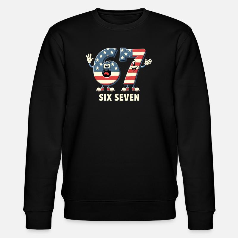 US Flag 67 Memes Six Seven - Stanley/Stella Unisex Bio-Sweatshirt CHANGER  - Schwarz
