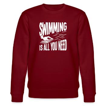 Schwimmen ist alles, was du brauchst - Stanley/Stella Unisex Bio-Sweatshirt CHANGER  - Burgunderrot - Vorne - Nik (191cm) & Marisol (170cm)