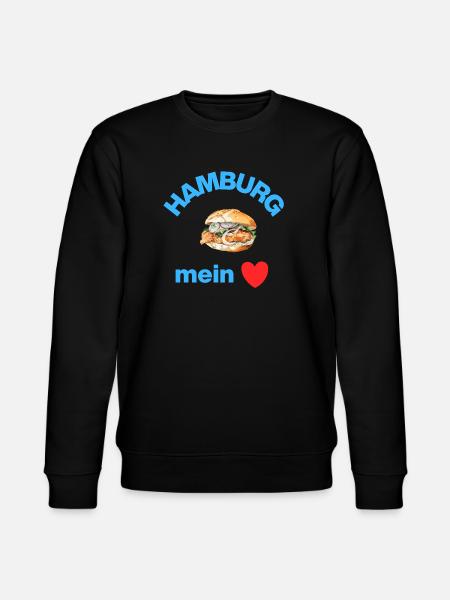 Hamburg ❤️ , Fish Rolls Love! Fischkopp - Stanley/Stella CHANGER Unisex Organic Sweatshirt - black