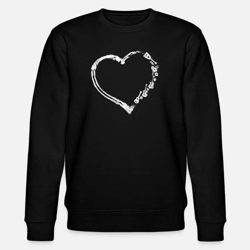 Hawaiian Ukulele Uke Heart - Stanley/Stella CHANGER Unisex Organic Sweatshirt - black